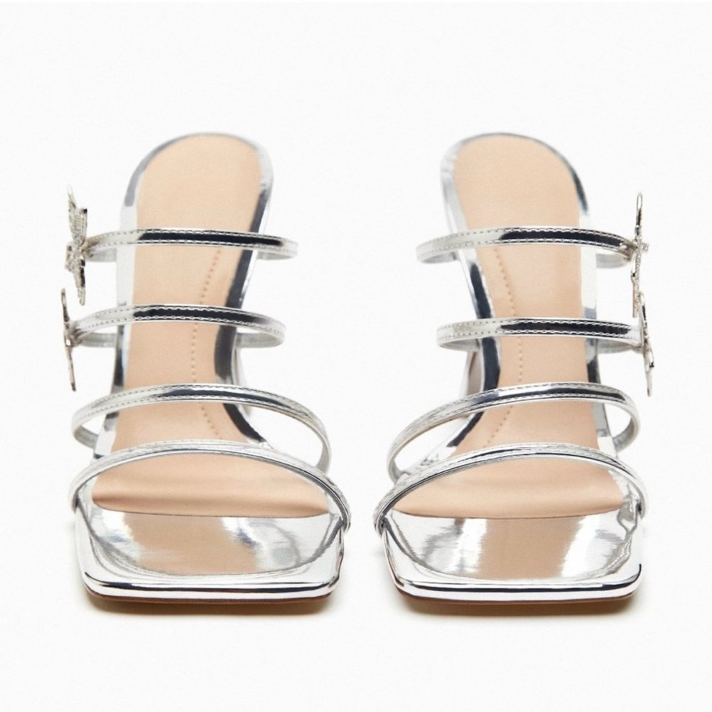 Silver Metallic Zara Butterfly Sandals - Picture 5 of 9